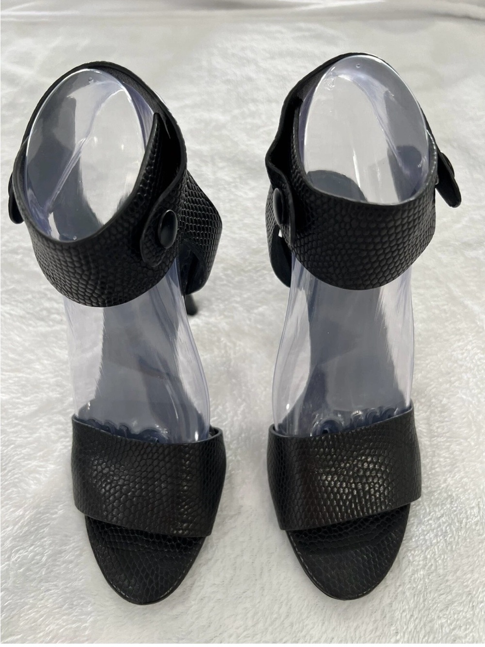Alexander Wang Black Lizard Embossed Leather Ankle Cuff Heeled Sandals EU 37 –7